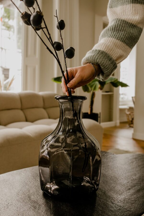 Vaas 'Evie' gerecycled glas antraciet - Afbeelding 2