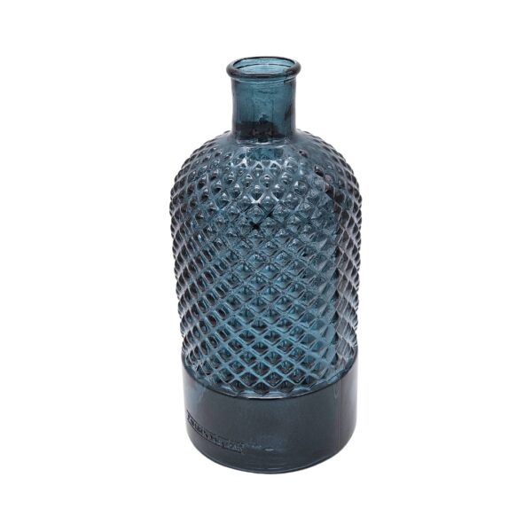 Vaas Retro Diamant 28 cm gerecycled glas blauw