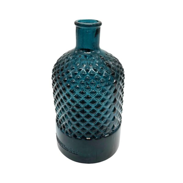 Vaas Retro Diamant 22 cm gerecycled glas blauw