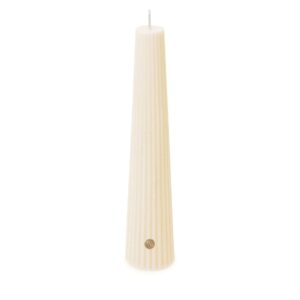 Ribbed obelisk candle ivoor