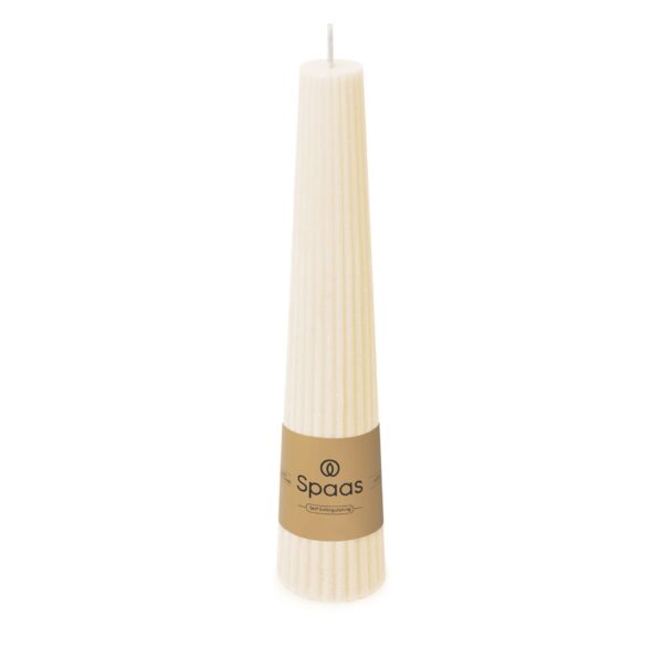 Ribbed obelisk candle ivoor - Afbeelding 2