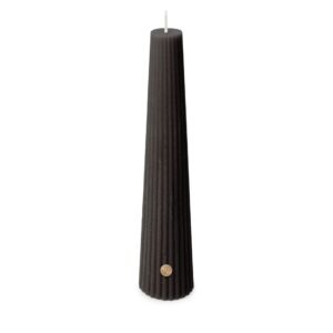 Ribbed obelisk candle zwart