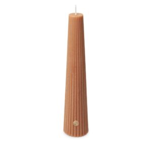 Ribbed obelisk candle beige