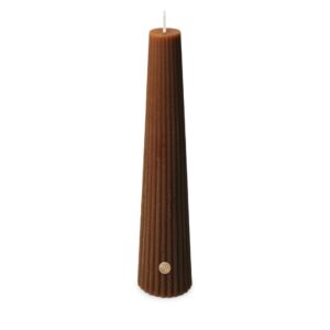 Ribbed obelisk candle bruin